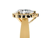Halo Engagement Ring Setting for Pear-Shaped Center with Square Band and Prong Head in Yellow Gold