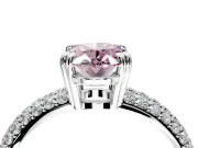 Solitaire Engagement Ring Setting for Fancy Pink Oval Center with Multi-Row Pave Accents and Basket Head in White Gold