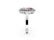 Starburst Halo Engagement Ring Setting for Fancy Pink Marquise Center with Flat Cathedral Band and Prong Head in White Gold