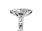 Bar-Set Engagement Ring Setting for Marquise Center with Tapered Baguette Accents and Prong Head in Platinum