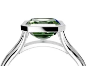 Solitaire Engagement Ring Setting for Fancy Green Asscher Cut Center with V Split Shank and Bezel Head in Sterling Silver