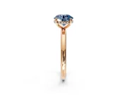 Hidden Halo Engagement Ring Setting for Fancy Blue Round Cut Center with Thin Round-Wire Band and Prong Head in Rose Gold