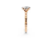 Solitaire Engagement Ring Setting for Oval Center with Bamboo Band and Prong Head in Rose Gold