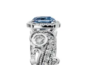 Milgrain Halo Engagement Ring Setting for Fancy Blue Asscher Cut Center with Shoulder Bezels and Prong Head in Platinum