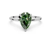 Minimalist Solitaire Engagement Ring Setting for Fancy Green Pear-Shaped Center with Thin Band and Prong Head in Platinum