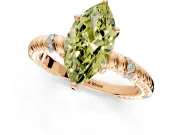 Rope Engagement Ring Setting for Fancy Yellow Marquise Center with Accent Shoulders and Prong Head in Rose Gold
