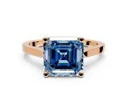 Solitaire Engagement Ring Setting for Fancy Blue Asscher Cut Center with Tapered Shoulders and Prong Head in Rose Gold