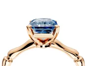 Solitaire Engagement Ring Setting for Fancy Blue Radiant Cut Center with Bamboo Band and Prong Head in Rose Gold