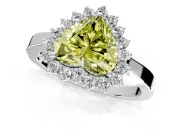 Starburst Halo Engagement Ring Setting for Fancy Yellow Heart-Shaped Center with Flat Cathedral Band and Prong Head in Platinum