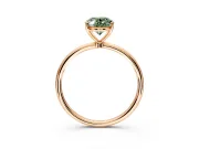 Solitaire Engagement Ring Setting for Fancy Green Oval Center with Straight Thin Band and Prong Head in Rose Gold