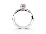 Solitaire Engagement Ring Setting for Fancy Pink Oval Center with Marquise Accent Twist Band and Prong Head in Sterling Silver