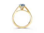 Solitaire Engagement Ring Setting for Fancy Blue Oval Center with Tapered Split Shoulders and Prong Head in Yellow Gold
