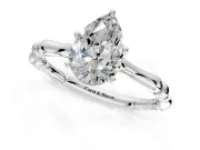 Solitaire Engagement Ring Setting for Pear-Shaped Center with Bamboo Band and Prong Head in Platinum
