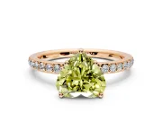 Solitaire Engagement Ring Setting for Fancy Yellow Heart-Shaped Center with Fine Pave Band and Prong Head in Rose Gold