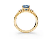 Solitaire Engagement Ring Setting for Fancy Blue Radiant Cut Center with Grooved Bar Accent Band and Prong Head in Yellow Gold