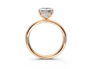 Hidden Halo Engagement Ring Setting for Princess Cut Center with Thin Rounded Band and Prong Head in Rose Gold
