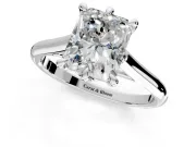 Solitaire Engagement Ring Setting for Radiant Cut Center with Cathedral Band and Prong Head in White Gold