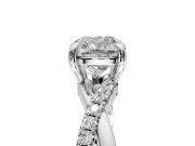 Solitaire Engagement Ring Setting for Cushion Cut Center with Half-Pave Crossover Band and Prong Head in Sterling Silver