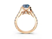 Solitaire Engagement Ring Setting for Fancy Blue Round Cut Center with Pave Cathedral Shoulders and Prong Head in Rose Gold