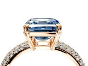 Solitaire Engagement Ring Setting for Fancy Blue Asscher Cut Center with Multi-Row Pave Accents and Basket Head in Rose Gold