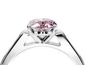 Solitaire Engagement Ring Setting for Fancy Pink Oval Center with Channel Accents and Prong Head in Sterling Silver