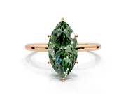 Solitaire Engagement Ring Setting for Fancy Green Marquise Center with Straight Thin Band and Prong Head in Rose Gold