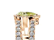 Halo Engagement Ring Setting for Fancy Yellow Pear-Shaped Center with Wide-Open Pave Split Shank and Prong Head in Rose Gold