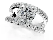 Solitaire Engagement Ring Setting for Round Cut Center with Wide-Open Split Shank and Prong Head in Platinum