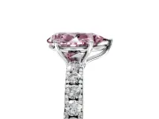 Solitaire Engagement Ring Setting for Fancy Pink Pear-Shaped Center with Large Accent Band and Prong Head in White Gold