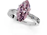 Solitaire Engagement Ring Setting for Fancy Pink Marquise Center with Channel Baguette Band and Prong Head in White Gold