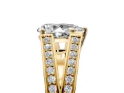 Split Shank Engagement Ring Setting for Pear-Shaped Center with Pave Split Shank and Prong Head in Yellow Gold
