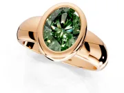 Solitaire Engagement Ring Setting for Fancy Green Oval Center with Wide Band and Bezel Head in Rose Gold