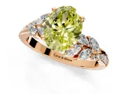 Solitaire Engagement Ring Setting for Fancy Yellow Oval Center with Marquise Accent Twist Band and Prong Head in Rose Gold