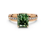 Solitaire Engagement Ring Setting for Fancy Green Radiant Cut Center with Raised Channel Band and Prong Head in Rose Gold