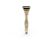 Solitaire Engagement Ring Setting for Fancy Black Asscher Cut Center with Twisted Pave Split Shank and Prong Head in Yellow Gold