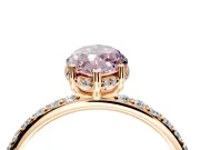 Hidden Halo Engagement Ring Setting for Fancy Pink Marquise Center with Pave Band and Prong Head in Rose Gold