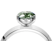 Solitaire Engagement Ring Setting for Fancy Green Oval Center with Wide Knife Ridge Band and Prong Head in White Gold