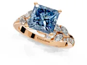 Solitaire Engagement Ring Setting for Fancy Blue Princess Cut Center with Marquise Accent Twist Band and Prong Head in Rose Gold