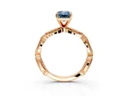 Solitaire Engagement Ring Setting for Fancy Blue Emerald Cut Center with Marquise Panel Band and Prong Head in Rose Gold