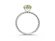 Solitaire Engagement Ring Setting for Fancy Yellow Oval Center with 2-Strand Rope Twist Band and Prong Head in Sterling Silver