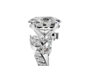 Solitaire Engagement Ring Setting for Oval Center with Marquise Accent Twist Band and Prong Head in Platinum