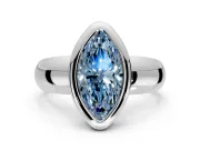 Solitaire Engagement Ring Setting for Fancy Blue Marquise Center with Wide Band and Bezel Head in Platinum