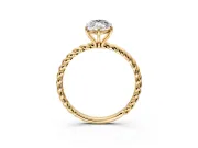 Solitaire Engagement Ring Setting for Marquise Center with Plain Twisted Rope Band and Prong Head in Yellow Gold
