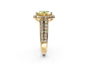 Large Accent Halo Engagement Ring Setting for Fancy Yellow Princess Cut Center with Pave Split Shank and Prong Head in Yellow Gold