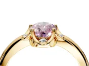 Floral Frame Engagement Ring Setting for Fancy Pink Pear-Shaped Center with Accent Clusters and Prong Head in Yellow Gold