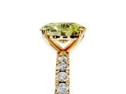 Solitaire Engagement Ring Setting for Fancy Yellow Oval Center with Fine Pave Band and Claw Prong Head in Yellow Gold