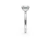 Hidden Halo Engagement Ring Setting for Asscher Cut Center with Thin Rounded Band and Prong Head in White Gold