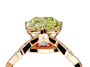 Solitaire Engagement Ring Setting for Fancy Yellow Cushion Cut Center with Accented Twist Band and Leaf Prong Head in Rose Gold