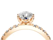Solitaire Engagement Ring Setting for Pear-Shaped Center with Fine Pave Band and Claw Prong Head in Rose Gold