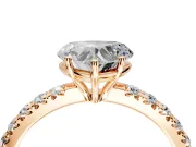 Solitaire Engagement Ring Setting for Heart-Shaped Center with Large Accent Band and Prong Head in Rose Gold